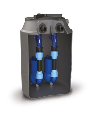 Stazione sollevamento 250 litri con 2 pompe da 0,75 Kw